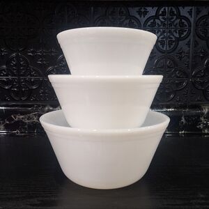 Federal Glass Nesting Bowls, MCM Milk Glass Mixing Bowl Set Of 3 Ovenproof